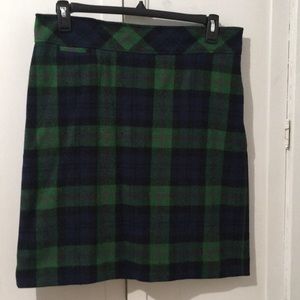 NWOT LL Bean Plaid Wool Skirt Classic Preppy 12 R